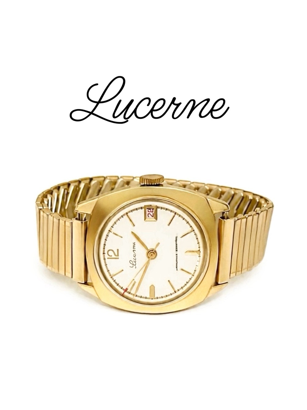 Vintage Gold-Tone Lucerne Calendar Wristwatch